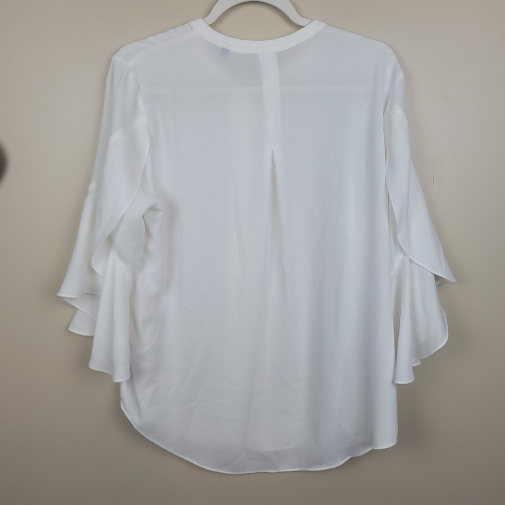 Cabi White Float Flutter Sleeve Top Size M #5521 - image 7